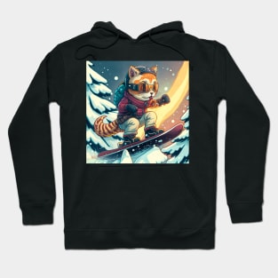 Cat on a Snowboard Hoodie